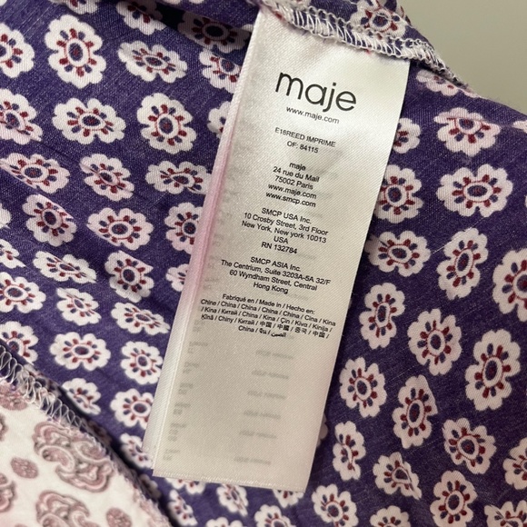 MAJE - PURPLE PRINTED BUTTON UP DRESS - Picture 7 of 7